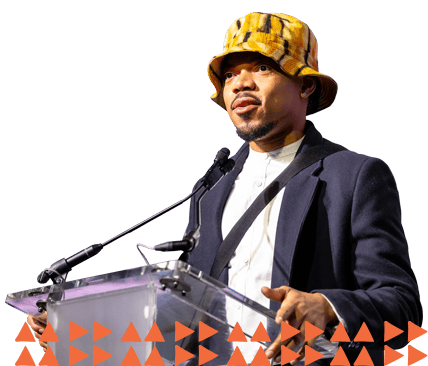Chance the Rapper speaks on stage at the Chicago Public Library Foundation Awards