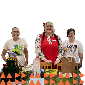 Three volunteers at a Chicago Public Library summer event.